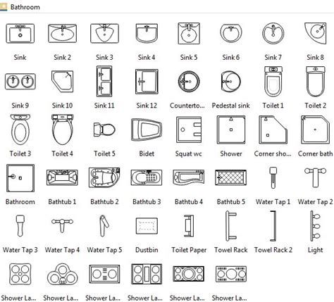 Bathroom Symbols | Floor plan symbols, Floor plan design, Architecture ...