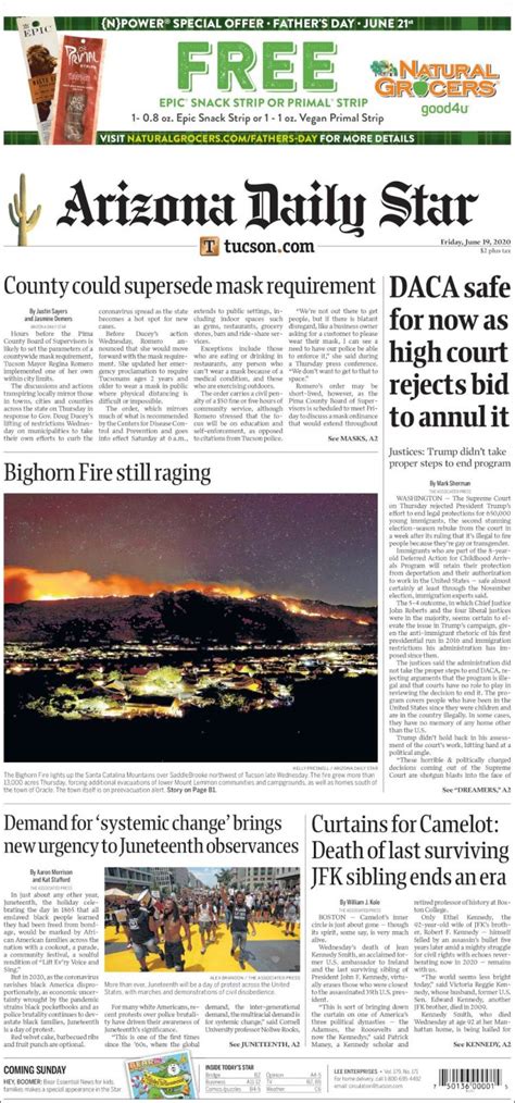 Newspaper Arizona Daily Star (USA). Newspapers in USA. Friday's edition ...