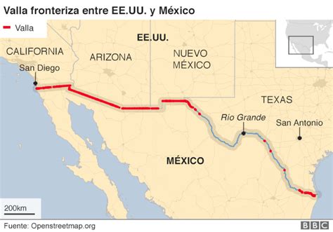 El mapa y las imágenes que muestran cómo es el muro que ya existe en la ...