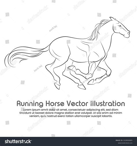 Illustration Running Horse Vector Drawing Stallion Stock Vector ...