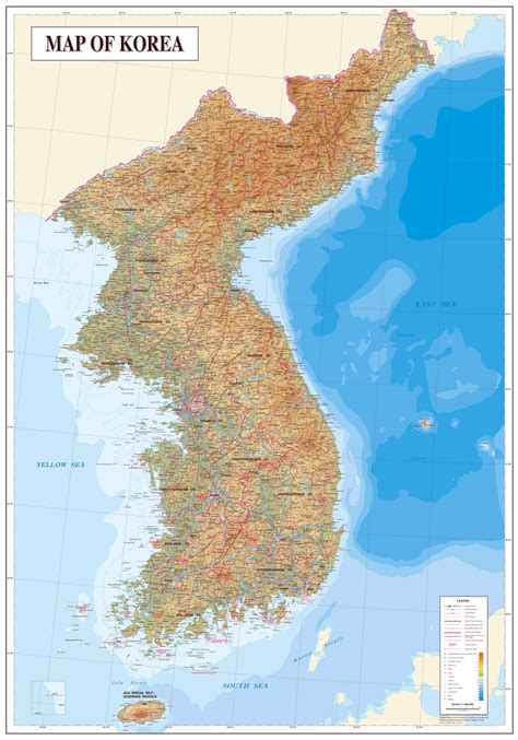 Large detailed topography and geology map of Korean Peninsula | North ...