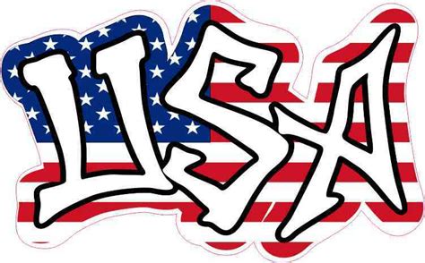 5in X 3in USA American Flag Graffiti Sticker Vinyl Patriotic Bumper Decal