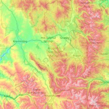 Arapaho National Forest topographic map, elevation, terrain