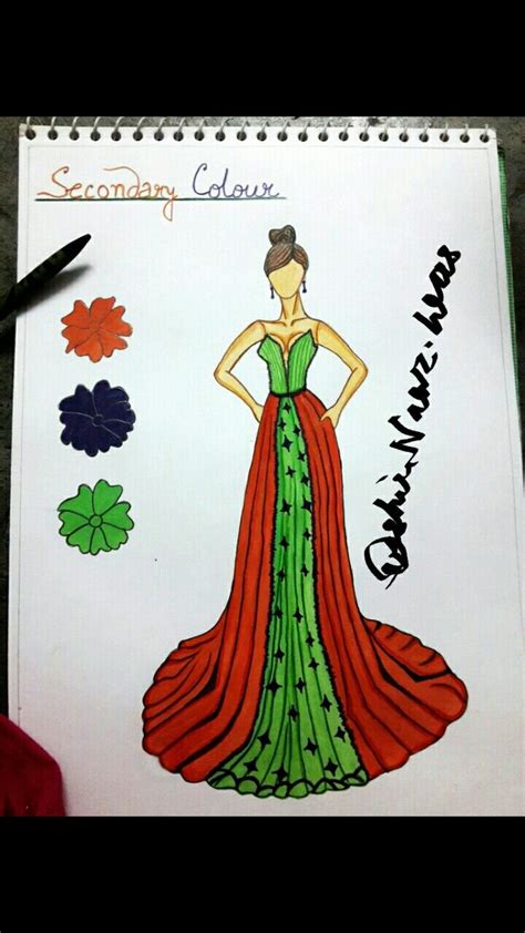 Fashion sketch, using Secondary colour. | Colorful art, Fashion ...