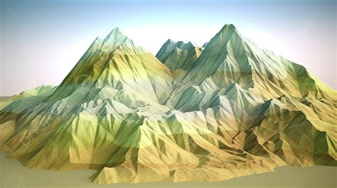 Low Poly Mountain Topographic Landscape In 3d Render Background ...