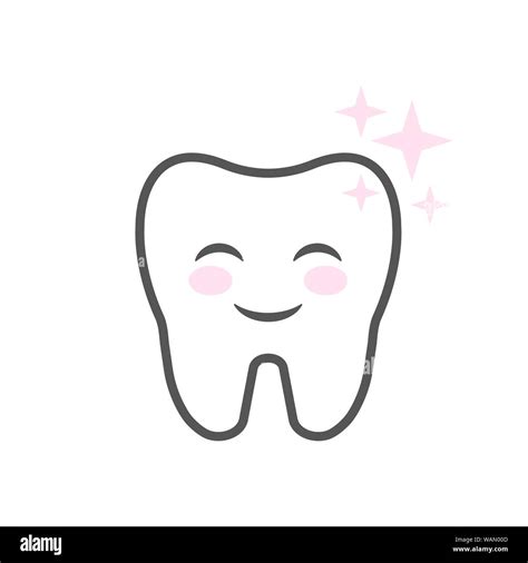 Cute smiling cartoon character tooth. Clean teeth concept. Happy tooth ...