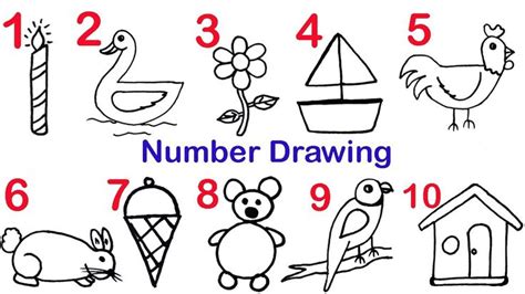 How to draw pictures using numbers 1 to 10 || Number Drawing easy step ...