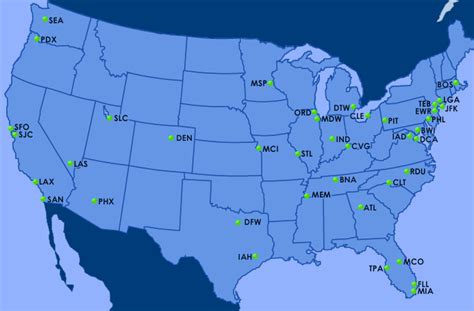 Map of USA with the Major US Airports | Map, Air traffic control, Usa map