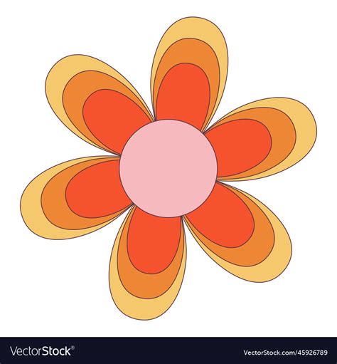 Retro 70s groovy hippie sticker daisy flower Vector Image