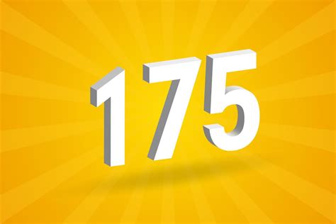 3D 175 number font alphabet. White 3D Number 175 with yellow background ...