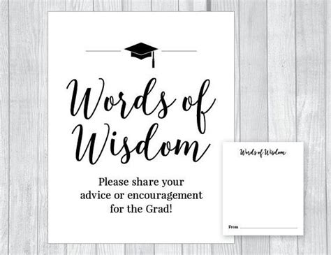 Words of Wisdom 8x10 Graduation Party Printable Sign and | Etsy ...