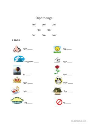 16 Diphthongs English ESL worksheets pdf & doc