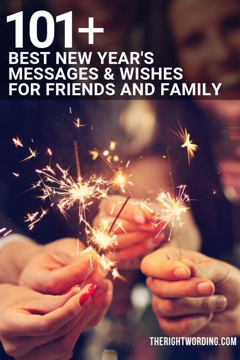 two people holding sparklers with the text 101 best new year's messages ...