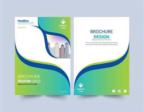 Green and Blue Curve Design Brochure Template 1420012 Vector Art at ...