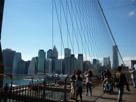 Free Stock Photo 6648 People on the walkway of Brooklyn Bridge ...