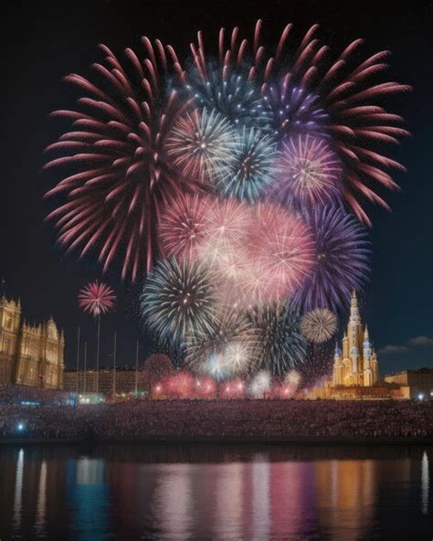 Premium AI Image | Colorful fireworks happy new year 2024 celebration