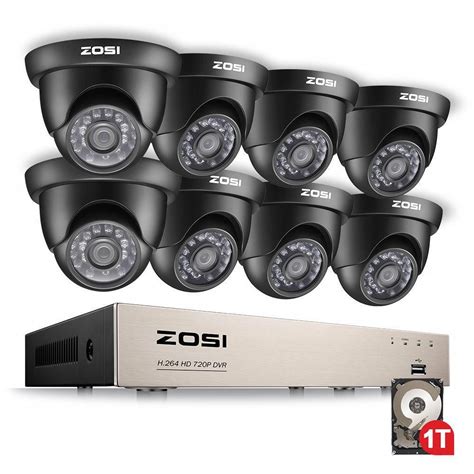 8-Channel 720p 1TB Hard Drive DVR Security Camera System with 8 Wired ...