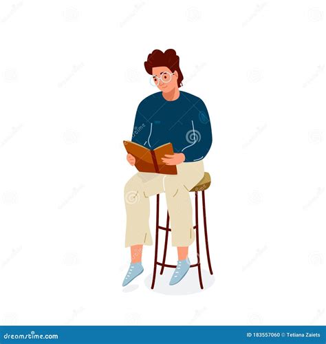 Read Book Vector Illustration. Boy Reading Books in Comfortable Pose ...