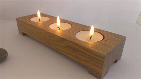 3 Tea Light Candle Holder, Modern Look Candle Holder, Wooden Candle ...