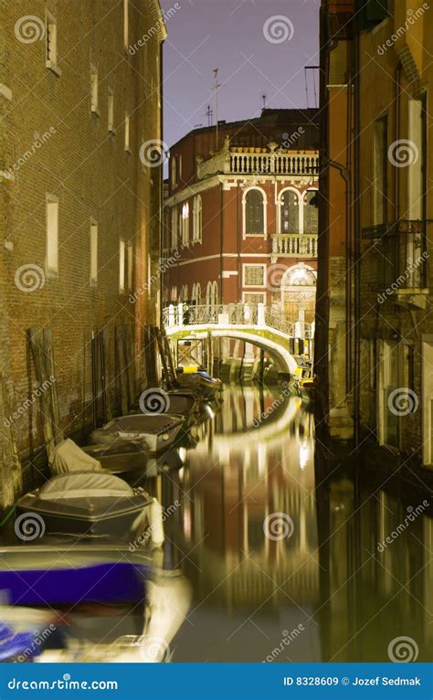 Venice - canal in night stock image. Image of shipping - 8328609