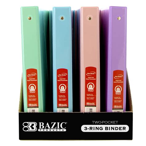 BAZIC 3 Ring Binder 1" Economy View Binders Organizer - Pastel Color ...