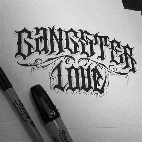 Gangster Love Tattoo Lettering Design, Chicano Lettering, Graffiti ...