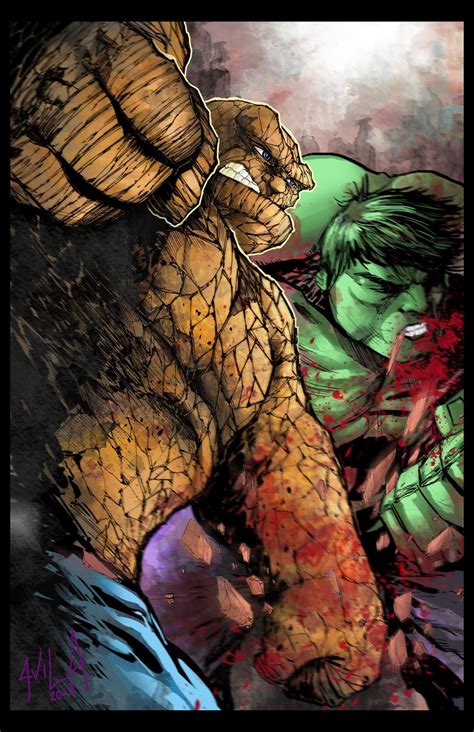 Thing Vs Hulk by ~hanzozuken on deviantART | Ilustraciones, Heroe ...