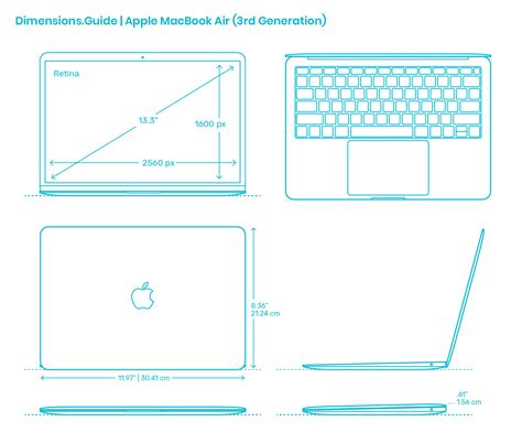 Apple MacBook Air (3rd Gen) Dimensions & Drawings | Dimensions.Guide