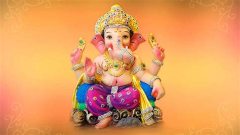 Light Yellow Red Background Lord Ganesh Chaturthi Vinayaka Vinayagar ...