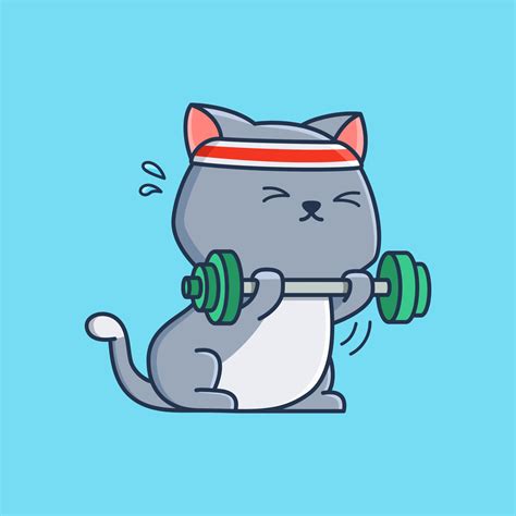 Cute Workout Cat Cartoon 3349134 Vector Art at Vecteezy