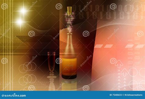 Wine in brown bottle stock illustration. Illustration of digital - 7540633