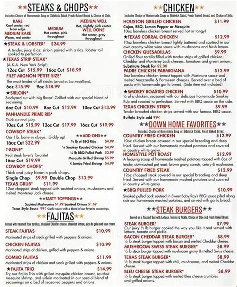 Texas Corral Menu, Menu for Texas Corral, Harwood Heights, Chicago ...