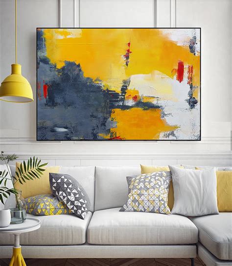 Yellow Abstract PaintingGray Abstract ArtWhite Abstract | Etsy | Grey ...