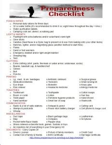 Bug Out Bag Printable Checklist and Pictures