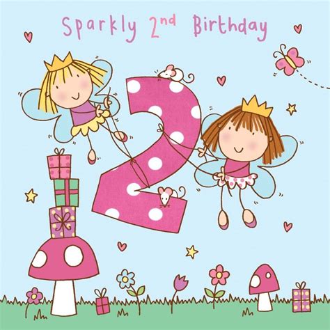 Twizler 2nd Birthday Card for Girl with Fairy Princess and Glitter ...