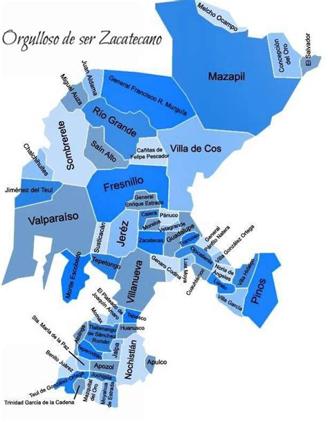 municipios de Zacatecas | Mapa geografico de mexico, Mapa de zacatecas ...