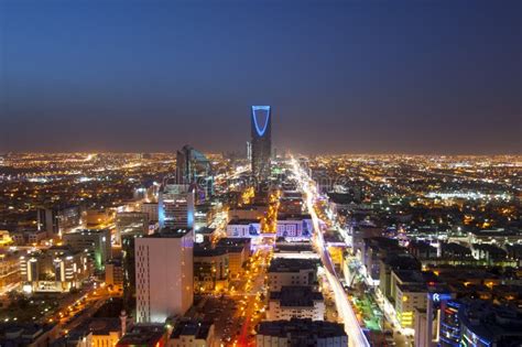 Riyadh Skyline at Night #1 Showing Olaya Street Editorial Stock Image ...