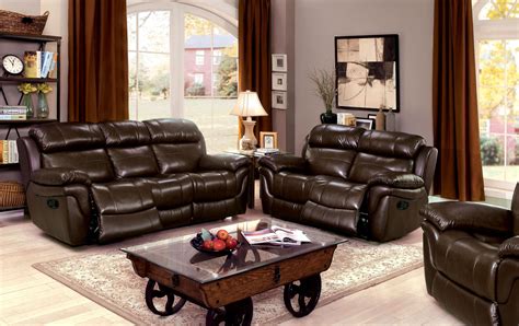 Justine Brown Leather Reclining Living Room Set from Furniture of ...