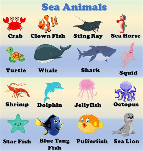 Water Animals Chart