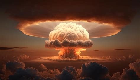 Premium Photo | Nuclear explosion above the clouds