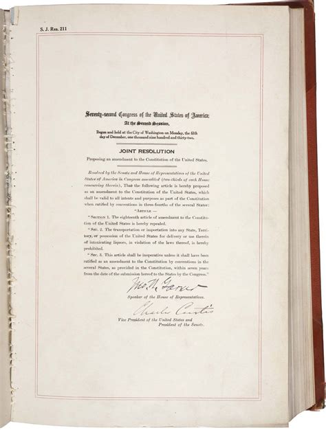 Twenty-first Amendment | Repeal, Prohibition, Ratification | Britannica