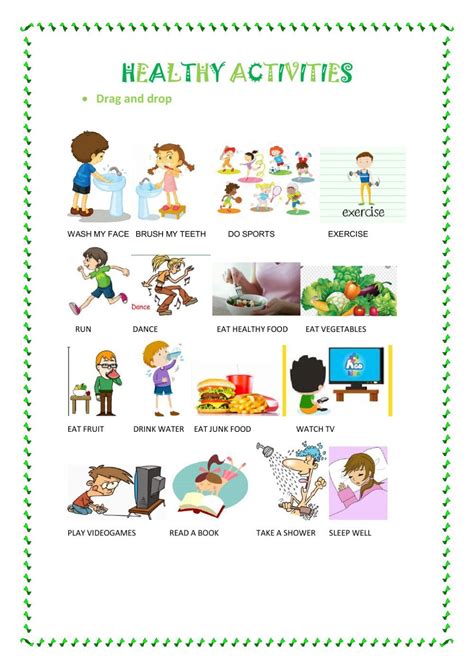 Healthy Activities worksheet | Healthy activities, Healthy habits ...