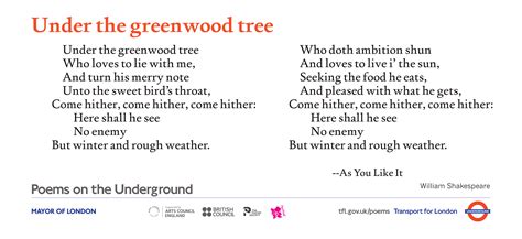 Under the greenwood tree – Poems on the Underground