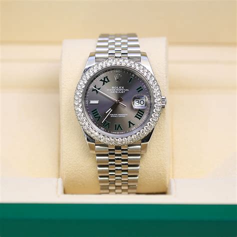 Rolex 126300 Datejust Wimbledon 41mm Aftermarket Diamond Bezel Jubilee ...