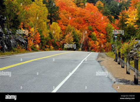 Highway 60 with autumn colour, Algonquin Provincial Park, Ontario ...