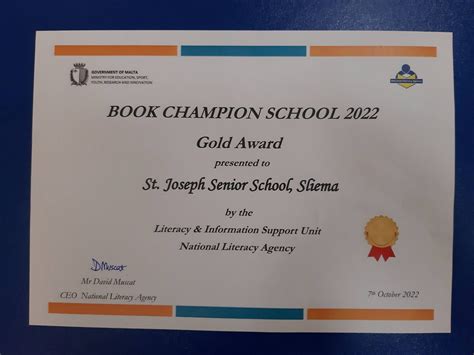 Gold Award Winners in Book Champions National School Awards - St Joseph ...