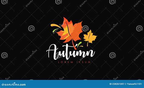 Autumn Logo Design Concept Vector Isolated in Black Background Stock ...