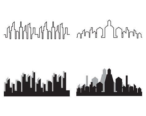 City Skyline Silhouette : Premium Vector | Cityscapes, town skyline ...