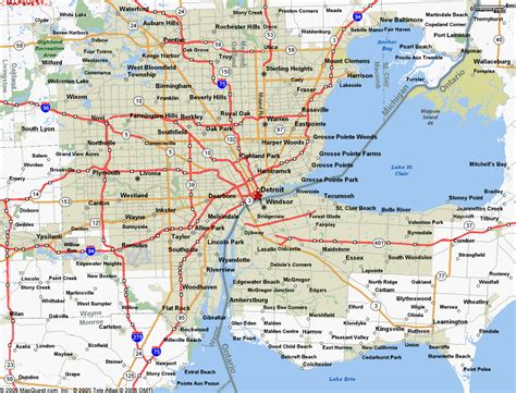 Map Of Detroit Michigan And Surrounding Areas - Topographic Map World