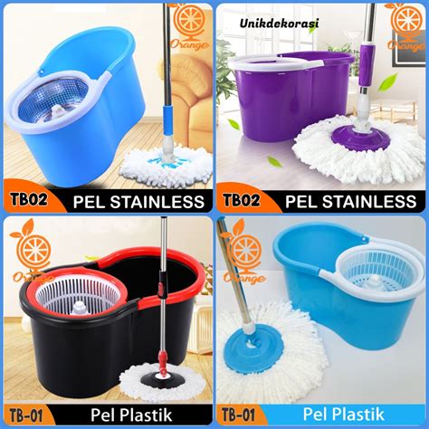 Jual Alat Pel Lantai Ultra Pel putar serbaguna spin mop 2 kain pel ...